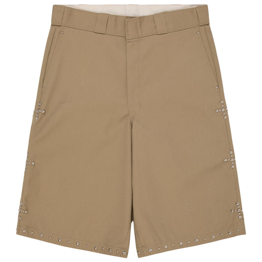 STUDDED WORK SHORTS - KHAKI