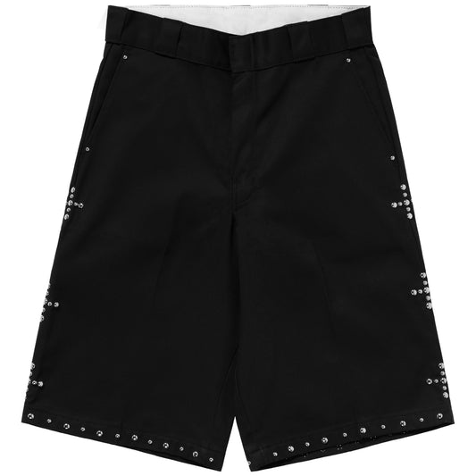 STUDDED WORK SHORTS - BLACK